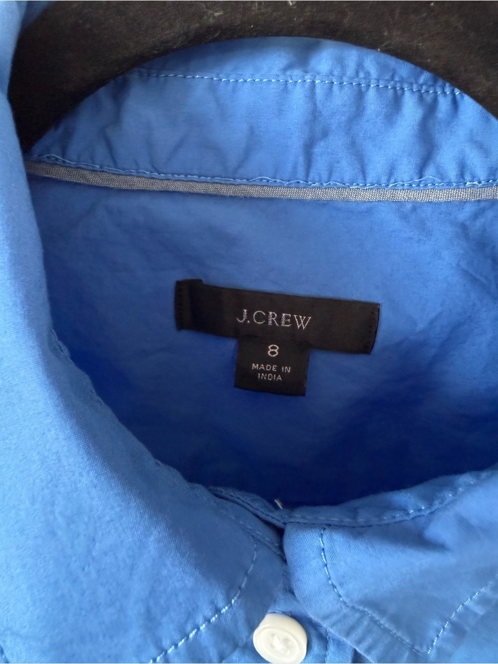 J. Crew Cropped Blue Button-Up Shirt - Picture 3 of 3
